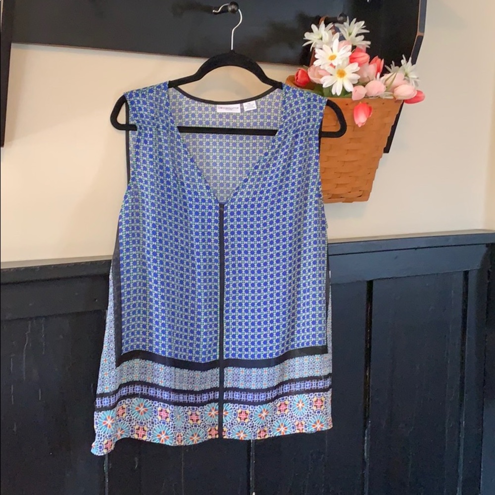 Liz Claiborne PXL blue multi tunic/cami top NWT